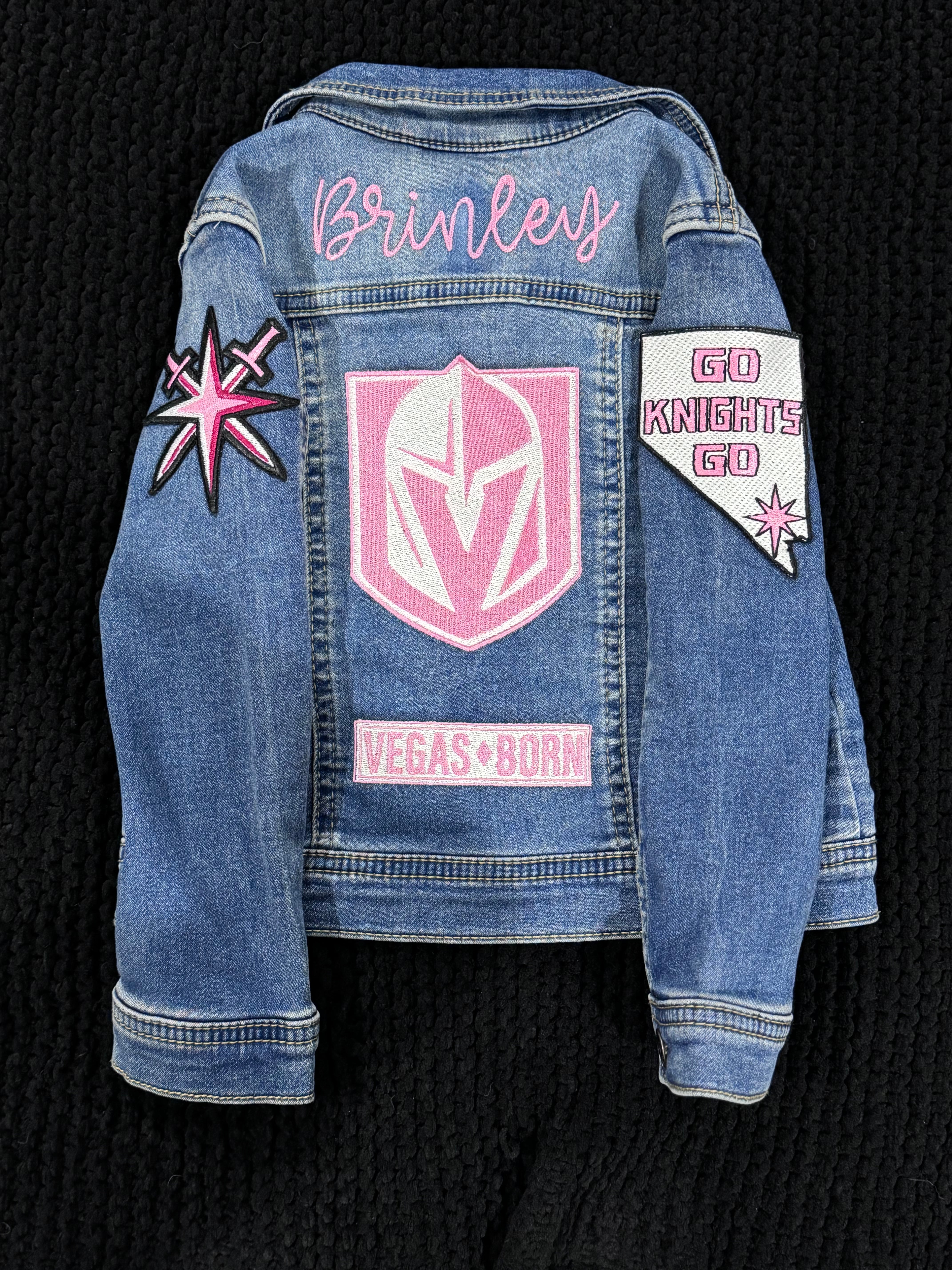 Kids Custom Golden Knights Denim Jacket - CONTACT US TO ORDER